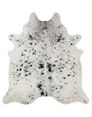 Genuine Black and White Cowhide Rug – Authentic Natural Leather Area Rug for Living Room & Home Decor