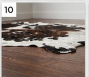 Genuine Tricolor Cowhide Rug | Black, Dark Brown & White Spotted Leather Area Rug | Authentic Symmetrical Cowskin Floor Carpet