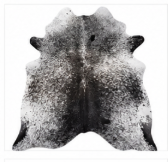 Natural Black and White Speckled Cowhide Rug, Genuine Salt-and-Pepper Area Mat