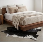 Genuine Jet Black Cowhide Rug | White Peppered Rimmed Leather Area Rug | Modern Black & White Western Cowskin Carpet for Living Room