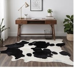 Genuine Black and White Cowhide Rug | Natural Spotted Cow Skin Area Rug | Classic Holstein Pattern Leather Carpet for Living Room