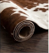 Genuine Chestnut Brown & White Cowhide Rug | Natural Tri-Color Spotted Cowskin Area Rug | Rustic Leather Carpet for Living Room