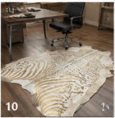 Authentic Gold Stenciled Cowhide Rug - Metallic Printed Leather Area Rug