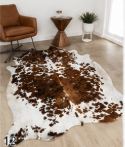 Authentic Brown and White Spotted Cowhide Area Rug – Genuine Salt & Pepper Pattern Leather Mat