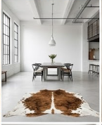 Authentic Chestnut Brown & White Spine Cowhide Area Rug – Genuine Natural Leather Accent Mat