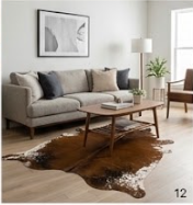 Authentic Chestnut Brown & White Speckled Edge Cowhide Area Rug – Genuine Leather Accent Mat