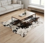 Genuine Tricolor Dark Brown & Black Speckled Cowhide Rug | Natural Salt and Pepper Spotted Cowskin Area Rug | Rustic Leather Carpet for Living Room