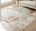 Genuine Champagne Beige & Tan Cowhide Rug | Natural Speckled Light Brown Cowskin Area Rug | Neutral Boho Carpet for Living Room