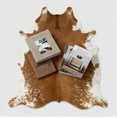 Authentic Cognac Brown & White Cowhide Area Rug – Genuine Natural Leather Accent Mat