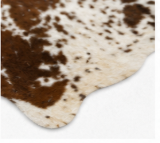 Genuine Chestnut Brown Speckled Cowhide Rug | Salt and Pepper Brown Cowskin Area Rug | Natural Tricolor Leather Carpet for Living Room