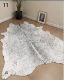 Authentic Light Grey & White Salt Pepper Cowhide Area Rug – Genuine Natural Leather Accent Mat
