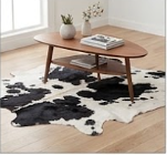 Genuine Black and White Cowhide Rug | Natural Spotted Holstein Pattern Cowskin Area Rug | Modern Leather Carpet for Living Room