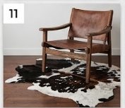 Genuine Tricolor Cowhide Rug | Black, Dark Brown & White Spotted Leather Area Rug | Authentic Symmetrical Cowskin Floor Carpet