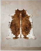 Authentic Chestnut Brown & White Spine Cowhide Area Rug – Genuine Natural Leather Accent Mat