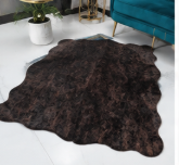 Authentic Dark Brown Stenciled Cowhide Rug -  Printed Leather Area Rug