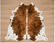 Brown Brindle Cowhide Rug – Natural Cow Skin Area Rug, Rustic Farmhouse Decor, Genuine Leather Hide Rug, Western Living Room Accent