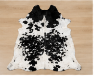Authentic Black and White Speckled Cowhide Rug -  Leather Area Rug