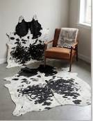 Genuine Black & White Peppered Cowhide Rug | Black Saddle Speckled Area Rug | Natural Salt and Pepper Cowskin Floor Carpet