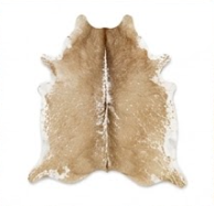 Natural Tan and White Cowhide Rug, Genuine Hair-on-Hide Floor Mat
