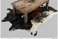 Genuine Tricolor Chestnut Brown Cowhide Rug | Black & Off-White Speckled Cowskin Area Rug | Rustic Modern Western Leather Carpet