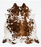Authentic Chestnut & White Speckled Cowhide Area Rug – Genuine Tricolor Leather Accent Mat