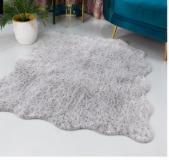 Authentic White and Grey Stenciled Cowhide Rug -  Printed Leather Area Rug