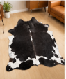 Authentic Black and White Salt & Pepper Cowhide Area Rug – Genuine Speckled Leather Accent Mat