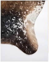 Genuine Tricolor Cowhide Rug | Black Chestnut Brown & White Natural Leather Area Rug | Exotic Salt and Pepper Cow Skin Floor Decor