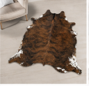 Brown Brindle Cowhide Rug - Genuine Dark Chestnut Leather Area Rug