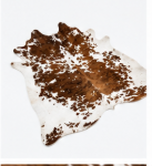 Authentic Chestnut & White Speckled Cowhide Area Rug – Genuine Tricolor Leather Accent Mat