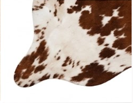 Genuine Chestnut Brown & White Cowhide Rug | Natural Spotted Warm Brown Cowskin Area Rug | Rustic Leather Carpet for Living Room