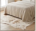 Genuine Champagne Beige & Tan Cowhide Rug | Natural Speckled Light Brown Cowskin Area Rug | Neutral Boho Carpet for Living Room