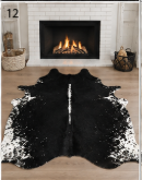 Authentic Jet Black & White Speckled Spine Cowhide Area Rug – Genuine Leather Accent Mat