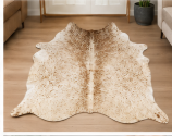Authentic Light Beige & Cream Salt Pepper Cowhide Area Rug – Genuine Natural Leather Accent Mat