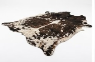 Genuine Natural Cowhide Rug | Tricolor Dark Brown & White Speckled Cow Hide Leather Floor Mat | Salt and Pepper Cowskin Area Rug
