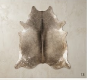 Genuine Grey Brindle Cowhide Rug | Natural Grey and White Cowskin Area Rug | Modern Taupe Brown Leather Carpet for Living Room