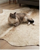 Genuine Champagne Beige Cowhide Rug | Natural Light Tan Brindle Cowskin Area Rug | Soft Cream Leather Carpet for Living Room
