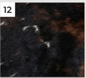 Genuine Tricolor Cowhide Rug | Black, Dark Brown & White Spotted Leather Area Rug | Authentic Symmetrical Cowskin Floor Carpet