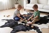 Genuine Black and White Cowhide Rug | Natural Spotted Cow Skin Area Rug | Classic Holstein Pattern Leather Carpet for Living Room