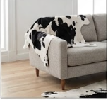 Genuine Black and White Cowhide Rug | Natural Spotted Holstein Pattern Cowskin Area Rug | Modern Leather Carpet for Living Room