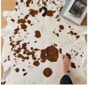 Brown and White Speckled Cowhide Rug - Genuine Leather Area Rug