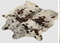 Genuine Salt & Pepper Cowhide Rug | Dark Brown & Off-White Speckled Cowskin Area Rug | Rustic Modern Western Leather Carpet