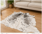 White & Silver Speckled Cowhide Rug – Genuine Hair On Hide Rug, Natural Cow Skin Area Rug, Modern Farmhouse Decor