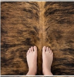 Natural Brindle Brown and Black Cowhide Rug, Genuine Hair-on-Hide Area Mat