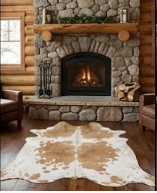 Genuine Champagne Beige & White Cowhide Rug | Natural Light Tan Spotted Cowskin Area Rug | Soft Cream Leather Carpet for Living Room