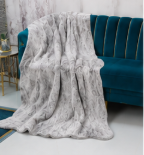 Authentic White and Grey Stenciled Cowhide Rug -  Printed Leather Area Rug