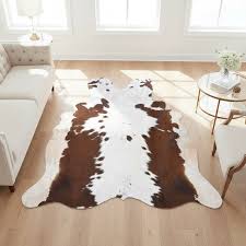 Brown & White Speckled Cowhide Rug – Genuine Cow Skin Area Rug, Natural Hair on Hide Carpet, Rustic Western Home Decor