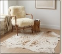 Genuine Champagne Beige & Tan Cowhide Rug | Natural Speckled Light Brown Cowskin Area Rug | Neutral Boho Carpet for Living Room