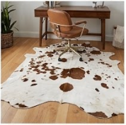 Brown and White Speckled Cowhide Rug - Genuine Leather Area Rug