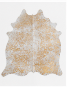 Natural Gold and White Speckled Cowhide Rug, Genuine Hair-on-Hide Area Mat